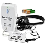 SuperEar Rechargeable Personal Sound Amplification Product Model SE9000HP Complete System with Headphones and Earbud Increases Sound 50dB, 3 Tone Frequency Selection