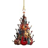 Guitar Christmas Ornament, Electric Guitar Ornament, Musical Instrument Christmas Decor, Rocking Guitar Tree Ornament, Wooden Guitar Christmas Decoration, Musical Christmas Tree Ornament