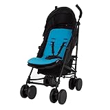 CuddleCo Comfi-Cush Memory Foam Pram Liner - Stroller Liner for Good Posture, Universal Pushchair Liner for Parents, Comfortable 80 x 33cm Baby Seat Liner - Sky (Blue/Black)