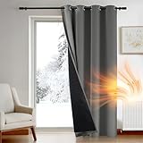 Deconovo Thick Thermal Door Curtain 52 x 84 Inch, Cold Resistant Blackout Curtain with Thick Microfiber Quilted Lining, Super Soft Bedroom Curtain for Door, Light Grey, 1 Panel