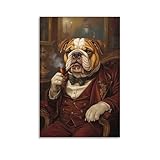 XMHMYHZJ Victorian-Era Illustration of A Majestic Bulldog Smoking A Pipe in A Gentlemans Club Wall Art Mural Modern Decoration Hanging Art Poster 08x12inch(20x30cm)