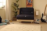 Comfy Living 2ft6 Small Single Wooden Futon Set with BLACK Mattress