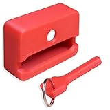 Decoralin Seat Belt Buckle Guard – Safety Cover with Keychain Release Key – Prevents Unbuckling by Kids & Dementia Patients – Durable Plastic Seat Belt Lock for Extra Passenger Safety (Red)