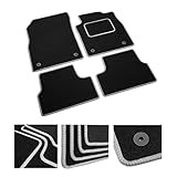 DB Bespoke - Tailored Car Mats - Compatible with Daewoo Matiz 1999-2005 - Black Carpet - Non-Slip Carpet Mat - 4 pc Complete Car Floor Mats with Velcro clips - Black with Grey Trim