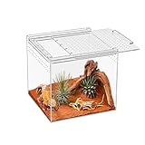 KAKOOTI Reptile Terrarium,6.8"*6.8"*6" Reptile Breeding Box, Magnetic Acrylic Enclosure，for Tarantula，Hermit Crab，Jumping Spider，Iguana，Leopard Gecko，Bearded Dragon, Insect, Mantis, Scorpions.