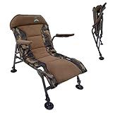 CARPZILLA Foldable Fishing Chair Armchair Adjustable Legs Rotating Feet Durable Portable Oxford Fabric Heavy Duty Padded 4CM Cushion 150KG Weight Limit Camping Fishing Equipment Accessories Camo