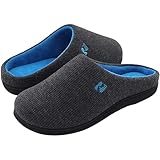 RockDove Men's Original Two-Tone Memory Foam Slipper, Size 6/7 UK Men, Dark Grey and Blue