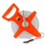 QWORK Open Reel Tape Measure, Fibreglass Surveyors Tape, 100M /330 FT