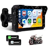 SIXTOP Motorcycle CarPlay Screen with Wireless Apple Car Play Android Auto, 5" Waterproof Touch Screen Car Stereo for Motorbike Moto, Dual Bluetooth, Siri Voice Control