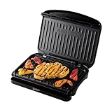 George Foreman Medium Electric Fit Grill [Non stick, Healthy, Griddle, Toastie, Hot plate, Panini, BBQ, Energy saving, Vertical storage, Easy clean, Drip tray, Ready to cook light] Black, 1630W 25810