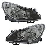 XYZ Parts Replacement Headlight Assembly Electric Black Inner Halogen Compatible With Vauxhall Corsa D Mk3 Hatchback 2006-2011 For UK 1 Pair Drivers Side Right Hand & Passengers Side Left Hand