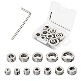 12 Pcs Drill Stop Bit Limit Ring, 3-16 mm Drill Bit Depth Stop Collars with Hex Wrench, Stainless Steel Silver Spacing Ring Positioner Locator, Adjustable Drill Positioner for Woodworking