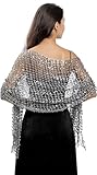 FAIRYGATE Women's Shrugs Lightweight Wedding - Shawls and Wraps Women Scarf Scarfs Sequin Beaded Shawl Wras Evening Party Cape Bridal Cover Up Party Essentials for Ladies Scarves UC1108