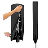 Flatro Rotary Washing Line Cover Waterproof Universal Fit with Zip Rotary Line Cover Can Be Used as Parasol Cover | Weather Resistant and Great Protection for Garden Dryer and Airer (Black)