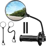 2 Pcs Bike Mirror for Focus Mares CX Mares Force 1 Mares Pro Mares Race Mares Rival, 360° Adjustable HD Wide Angle Rear View Mirror for Bicycle Handlebar Shockproof Bicycle Rear View Mirror