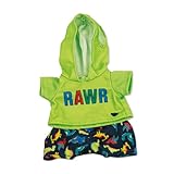 Casdon MINI Build-A-Bear Workshop Green Rawr Toy Clothes Pack. 4 Mix-and-Match Toy Outfits Includes Pyjamas, Cute Hoodies, Summer Styles | For Kids Aged 3+. Suitable for 22.8cm MINI Bears ONLY