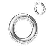 NewkeepsR 6G×10mm Steel Clicker Septum Ring,Prince Albert Piercing Nose Segment Hinged Eearring Seamless Hoop Jewellery