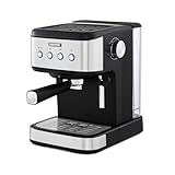 GEEPAS Espresso & Cappuccino Coffee Machine with Milk Frother, 20 Bar Pressure | 1.5L Water Tank Capacity, Stainless Steel Housing | 1100W, Silver, Ideal for Barista Quality Beverages