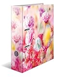 HERMA Folder A4 Pink Flowers, 7 cm Wide, Children's Ring Binder with Plants Motif, Colourful Lever Arch File with Inner Print for Boys and Girls
