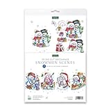 Katy Sue Snowmen Scenes Die Cut Decoupage Pack. 12 Pre-Cut Decoupage Paper Sheets for Christmas Card Making Supplies Featuring Images of Snowmen, Card Toppers, & Sentiments