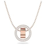 Swarovski White Crystal Pendant Necklace, Pavé Crystal Pendant in a Rose Gold Tone Plated Setting, from the Hollow Collection