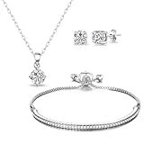 Philip Jones Silver Plated Friendship Set Created with Zircondia® Crystals