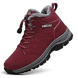 ZHNSHM Women Snow Boots Casual Fur Lined Anti-Slip Winter Warm Lined Trekking Hiking shoes Outdoor Ankle Boots