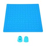 3D Design Mat Elastic Flexible Silicone Template Pad with Finger Caps Clear Scale Ruler Multi Shaped Draw Figures for Pen Graphics Drawing Board Printing Lovers