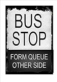 RIFOSA 6"x8" Bus Stop Tin Sign Retro Sign Kitchen Sign Coach Bus Stop Metal Sign