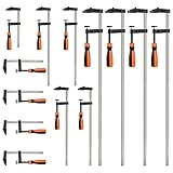 VonHaus 13pcs Wood Clamps Quick Grip - Heavy Duty F Clamps for Woodwork with Soft Grip - Quick Slide Woodworking Clamps, 4 (300mm, 50mm & 600mm, 80mm) and 5 (150mm & 50mm)