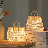 EOEO 2 Pcs LED Night Light Children Warm White Handbag Acrylic Table Lamp Battery Operated Crystal Optic Decorative Lamp Mini Table Lamp Cordless Ambience Bedside Lamp for Bedroom Children's Room
