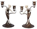 TWO CANDLEHOLDERS WOMEN CANDLESTICKS ART NOUVEAU STYLE PALAZZO EXCLUSIVE