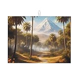 Dish Drying Mat Mystical Mirage Printed Drying Pad Absorbent Rack Pads for Sink Easy to Clean Draining Board Mat, for Table, Beer Glass, Farmhouse Countertop, 41x46cm