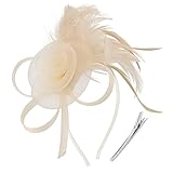 AQOKKA Women Fascinators Hats Flower Fascinators with Headband and Clip Tea Party Headwear for Women and Girls Champagne