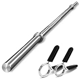 FK Sports Standard 1" Barbell Bar 1inch, Standard Weight Barbell With 2 Collars, Weight Plates 1" Center Holes, Weight Lifting Barbell, Chrome Bars, Anti-Slip Hand Grip Barbell 4ft,5ft,6ft,7ft. (4 ft)
