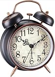 YsyYey Vintage Double Bell Alarm Clock, 10 cm Analogue Alarm Clock, Retro Design with Night Light, Battery Operated Analog Table Alarm Clock with Loud Ringing, Old Fashioned Alarm Clock for Bedroom