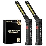 Coquimbo Work Light Christmas Stocking Fillers Gifts for Men Him, LED Torch Rechargeable Inspection Lamp Mechanic Emergency BBQ Light 360° Rotate with Magnetic Base and Hook (2 Pack, Black)