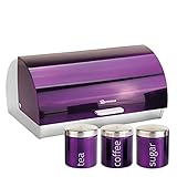 SQ Professional Gems Metallic Bread Bin and Canisters, Purple