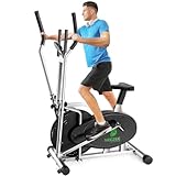 Cross Trainer, 2 in 1 Elliptical Cross Trainers with LCD Monitor, Upgraded Adjustable Resistance, Max Weight 265LBS, Exercise Machine Cross Trainer for Home Gym (Metal Sliver)
