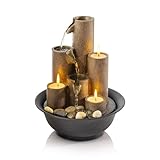 Alpine Corporation 28 cm Tall Tabletop Tiered Indoor Water Fountain with 3 Candles, Brown