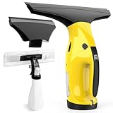 Eave Window Vac Cleaner Kit, Upgraded Cordless Window Vacuum with 17cm & 28cm Suction Nozzles, Electric Window Cleaner with 40min Battery Life and 270ml Water Tank, Suitable for Windows, Mirrors