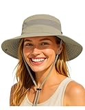 PONCEAU Women Sun hat - Summer Hat Wide Brim UV Protection Breathable Women Men Boonie Unisex hat for Fishing Safari Hiking Beach Gardening Outdoor Activities Beige