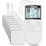 TENS Machine for Pain Relief – GHTENS Rechargeable EMS Unit with 5 Modes, 80 Programs, Dual Channels & 8 Electrode Pads for Back, Sciatica, Shoulder Pain