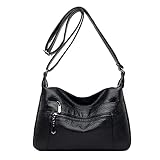 Sacmill Womens Leather Crossbody Bags Multi Pocket Soft Ladies Leather Shoulder Handbag Lightweight with Adjustable Shoulder Strap