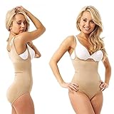 Belvia Shapewear Smoothing Slimming Control Bodysuit (Beige) Small