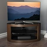 AVF Oval Wood TV Stand - Buckingham Affinity 800mm Wide Floorstand Unit, Upto 40", Walnut With Black Glass, Open Storage