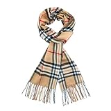 vimate Men Camel Plaid Scarf, Oversized Scottish Clan Tartan Cashmere Feel Shawl Wrap Winter Scarf (UK-Classic Camel Plaid)