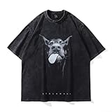 Lecreatekit Funny Doberman Dog Graphic T Shirt for Men, Oversized Vintage Washed Cotton Casual Top (M Black)