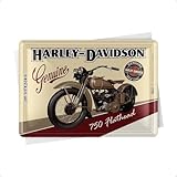 Nostalgic Arts - Harley Davidson Motorcycles - 750 Flathead Metal Postcard Sign