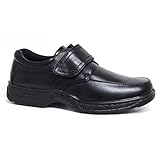 Cushion Walk Men's Leather-Lined Wide Fitting Lightweight Formal Business Work Comfort Lace-Up, Slip-on or Touch Fastening Shoes, (Black. Strap, numeric_9)